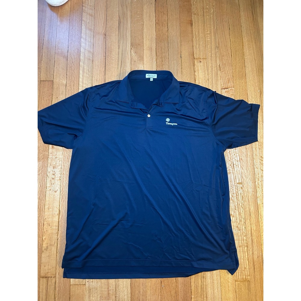 Peter Millar Summer Comfort Navy Blue Thompson Logo Polo Shirt Mens XXL